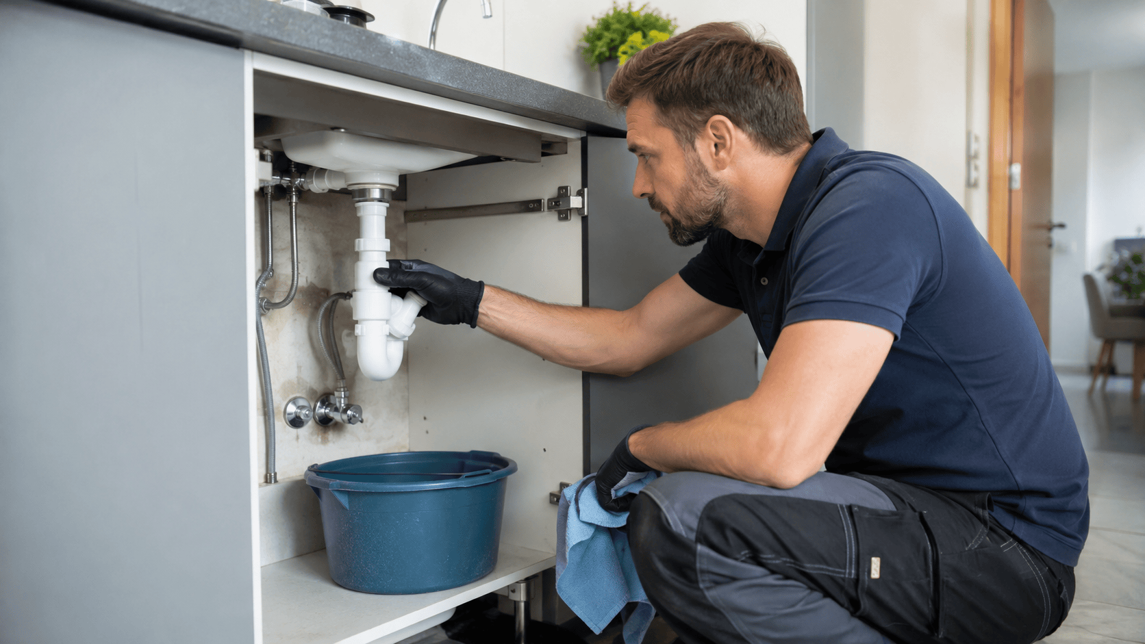 Siphon reinigen um Geruch aus dem Abfluss zu beseitigen