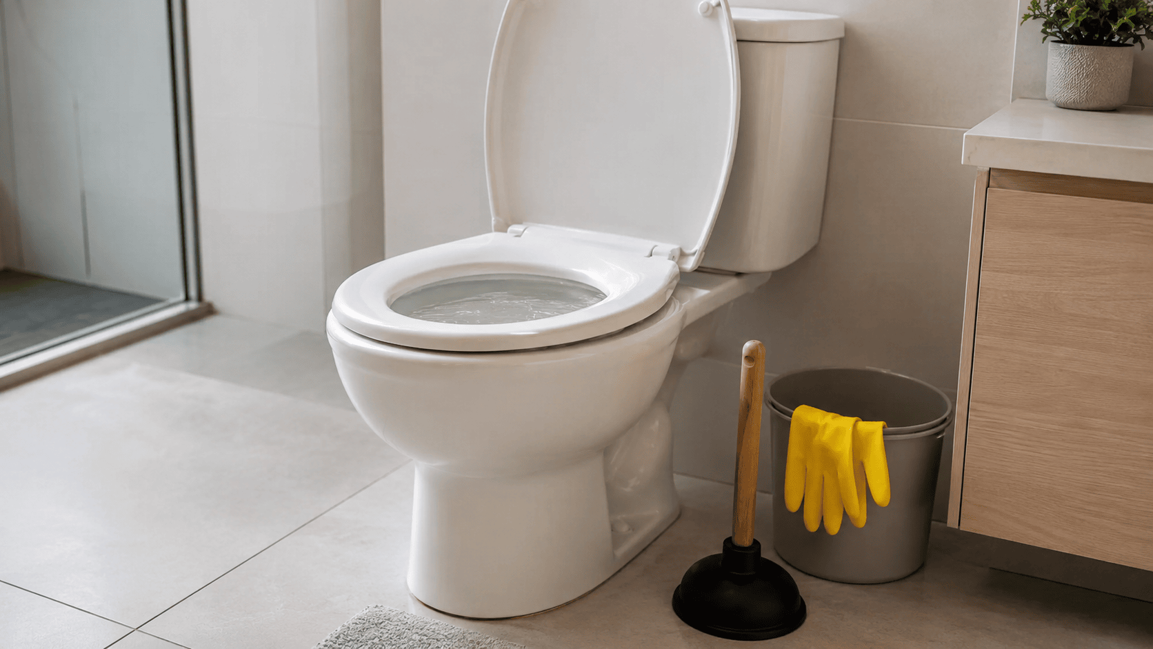 Verstopfte Toilette mit Hausmitteln lösen